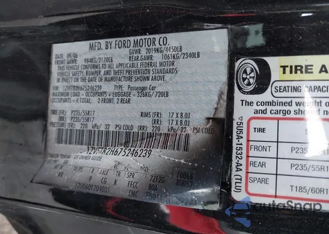 2007 Ford Mustang Gt Deluxe/Gt Premium из США, поврежденный, VIN 1ZVFT82H675246239